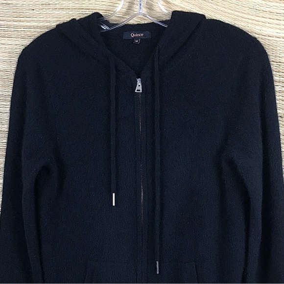 QUINCE Mongolian Cashmere Full-Zip Hoodie In Black Size M - Picture 7 of 13